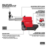 Milwaukee M18 FUEL 18V Lithium-Ion Brushless 1-1/8 in. Cordless SDS-Plus Rotary Hammer & HAMMERVAC Dust Extractor Kit with Brushless Grinder, 2x XC6.0 Batteries