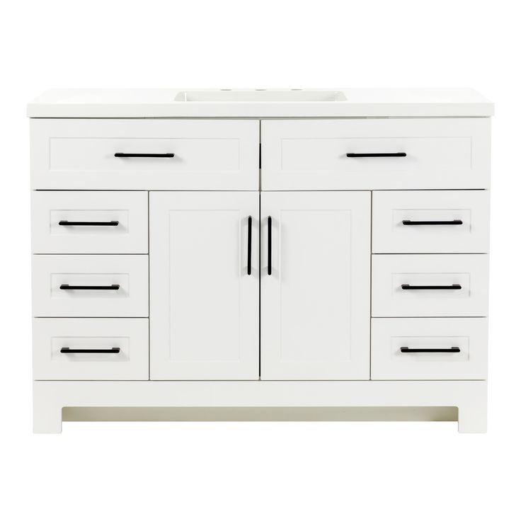 Style Selections Cauley 48-in White Single Sink Bathroom Vanity with White Cultured Marble Top