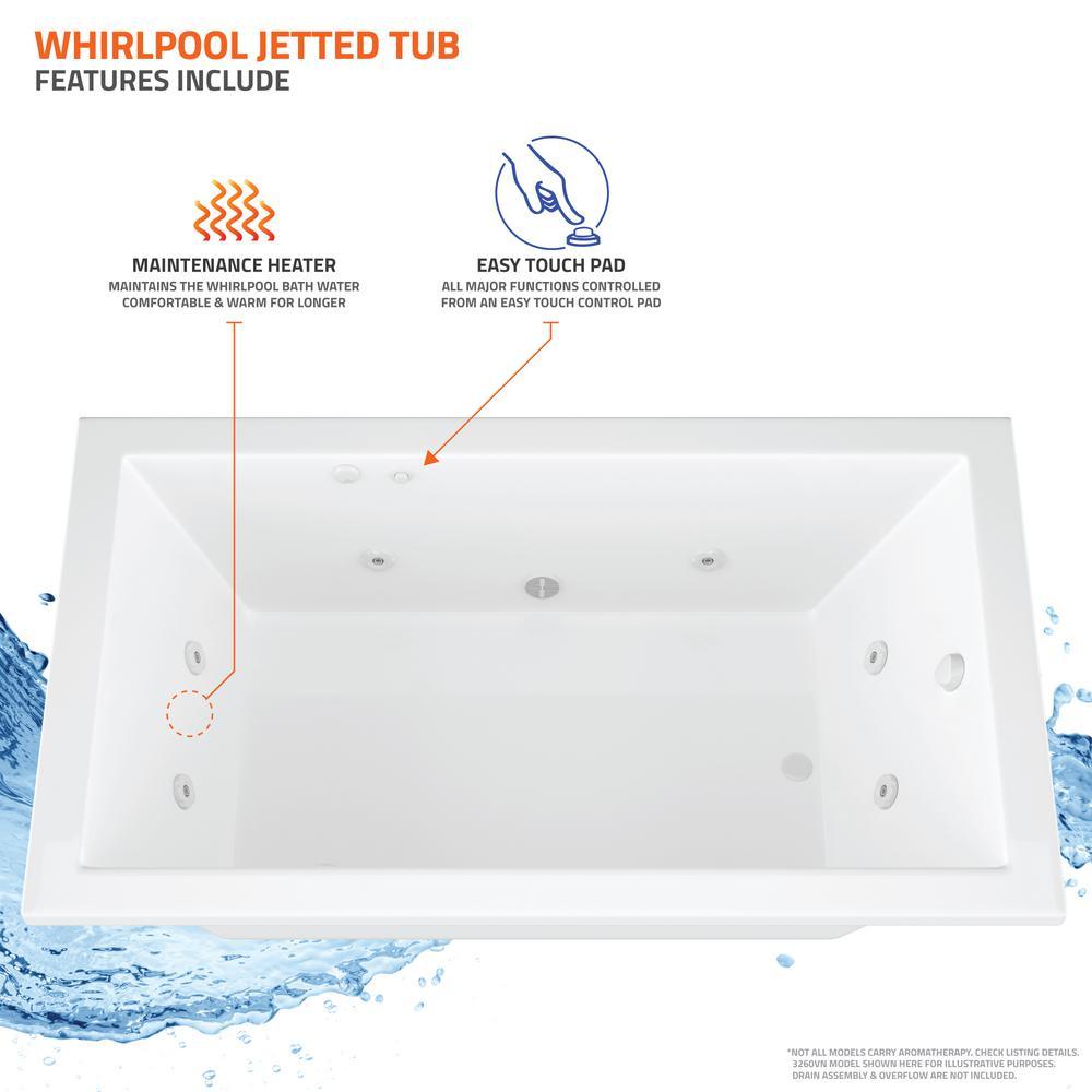 Malachite 5 ft. Acrylic Corner Drop-in Whirlpool Bathtub in White - Super Arbor