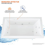 Zircon 5 ft. Right Drain Rectangular Drop-in Whirlpool Bathtub in White - Super Arbor
