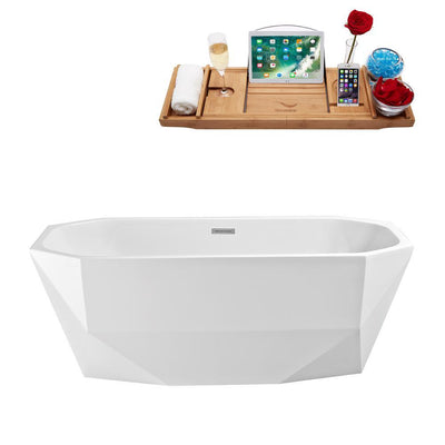63 in. Acrylic Flatbottom Non-Whirlpool Bathtub in Glossy White - Super Arbor