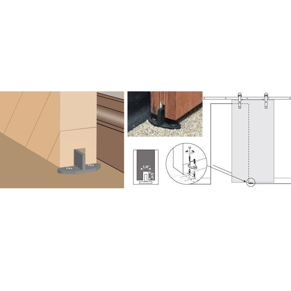 78 in. Black Solid Steel Sliding Rolling Barn Door Hardware Kit for Single Wood Doors with Routed Floor Guide - Super Arbor