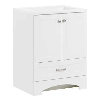 Diamond NOW Cassidy 24-in White Single Sink Bathroom Vanity with White Cultured Marble Top