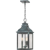 Quoizel Branson Aged Verde Traditional Seeded Glass Lantern Pendant Light, 3-Light, 9-in Wide