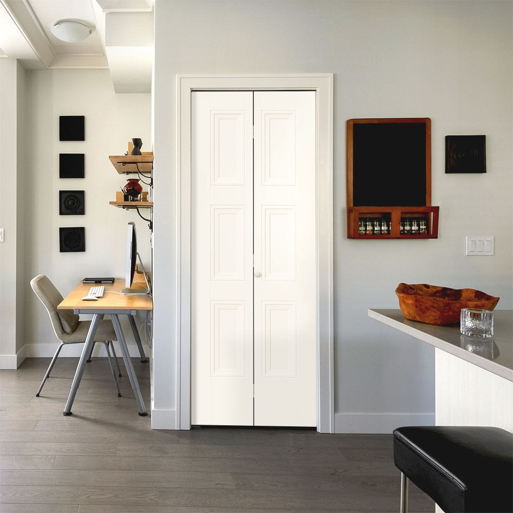 Masonite Livingston 30-in x 80-in White 3-Panel Square Prefinished Molded Composite Bifold Door (Hardware Included)
