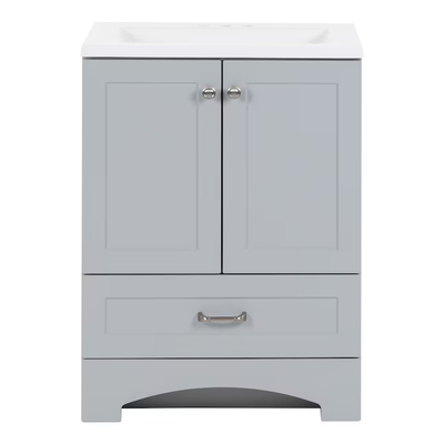 Diamond NOW Cassidy 24-in Pearl Gray Single Sink Bathroom Vanity with White Cultured Marble Top