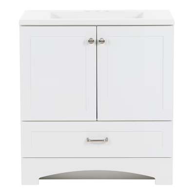 Diamond NOW Cassidy 30-in White Single Sink Bathroom Vanity with White Cultured Marble Top