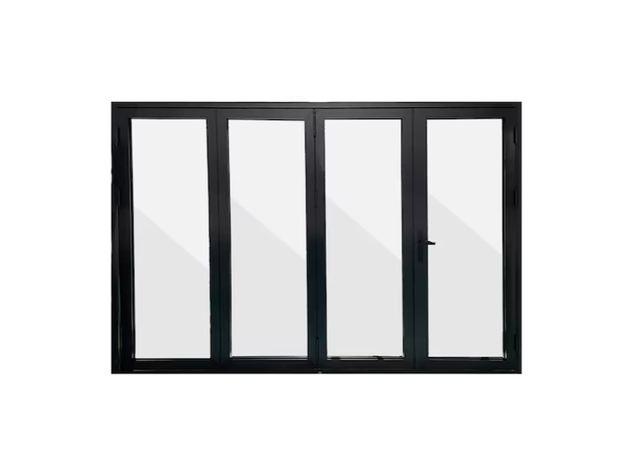 Eris Bifold Doors 144-in x 80-in 3-in Low-e Argon Black Aluminum Folding Right-Hand Outswing Patio Door