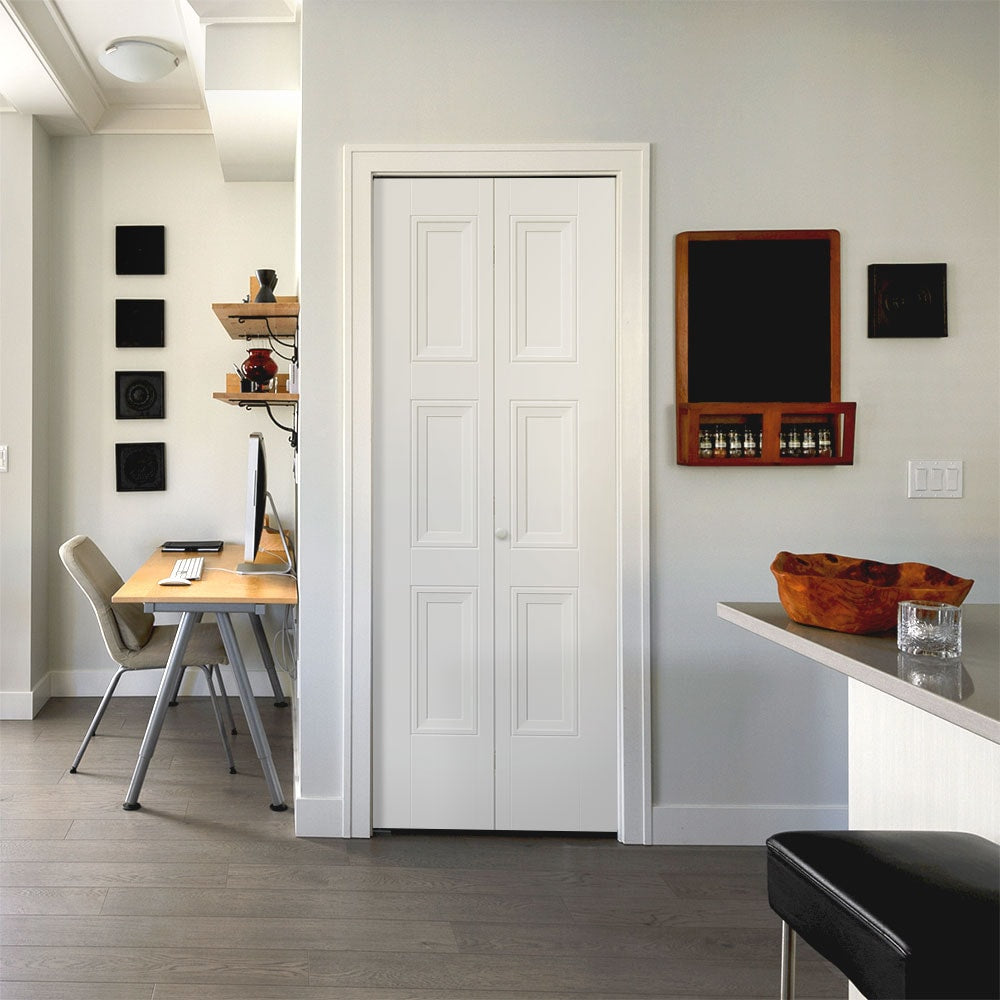 Masonite Livingston 24-in x 80-in Primed 3-Panel Square Molded Composite Bifold Door, Hollow Core (Hardware Included)