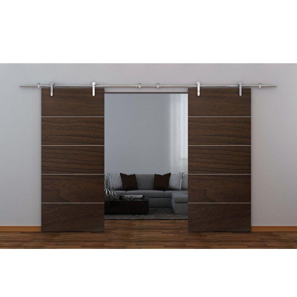 72 in. Stainless Steel Sliding Barn Door Track and Hardware Kit - Super Arbor
