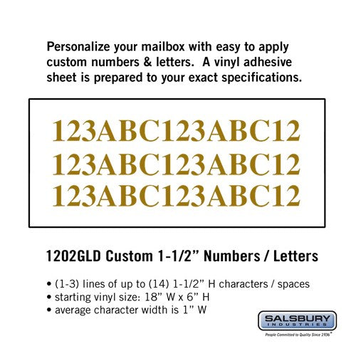 Custom Gold Vinyl Numbers and Letters - Horizontal - 1.5 Inches High ...