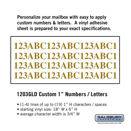 Custom Gold Vinyl Numbers and Letters - Horizontal - 1 Inch High ...