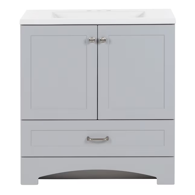 Diamond NOW Cassidy 30-in Pearl Gray Single Sink Bathroom Vanity with White Cultured Marble Top
