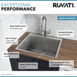 Ruvati Brushed Stainless Steel Drop-In Laundry Sink 25-inch x 22-inch