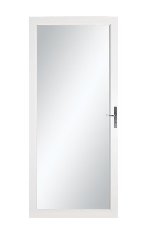 LARSON Williamsburg 32-in x 81-in White Full-view Interchangeable Screen Aluminum Storm Door with Brushed Nickel Handle