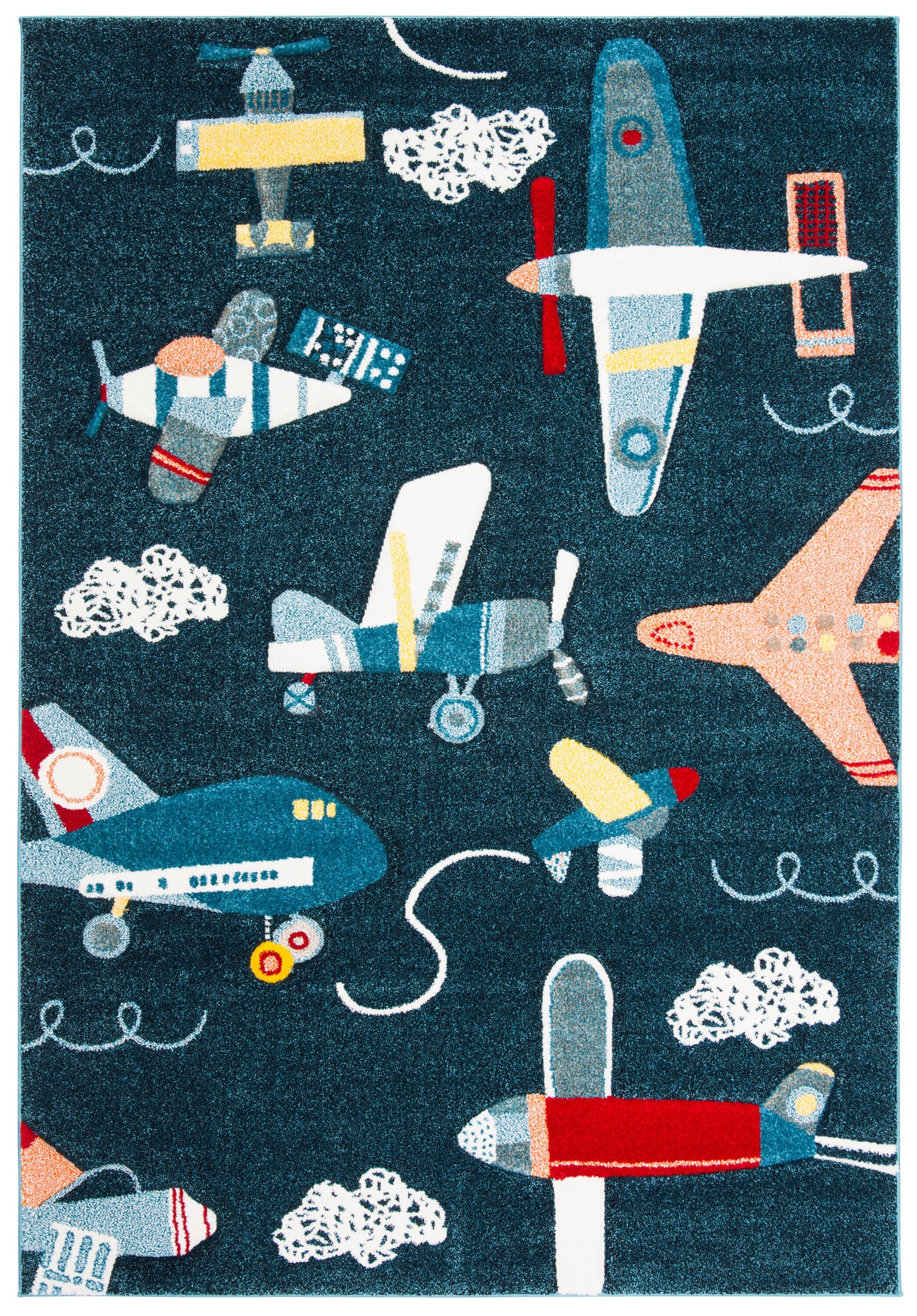 Safavieh Carousel Kids Planes 4 x 6 Navy/Ivory Indoor Kids Area Rug ...