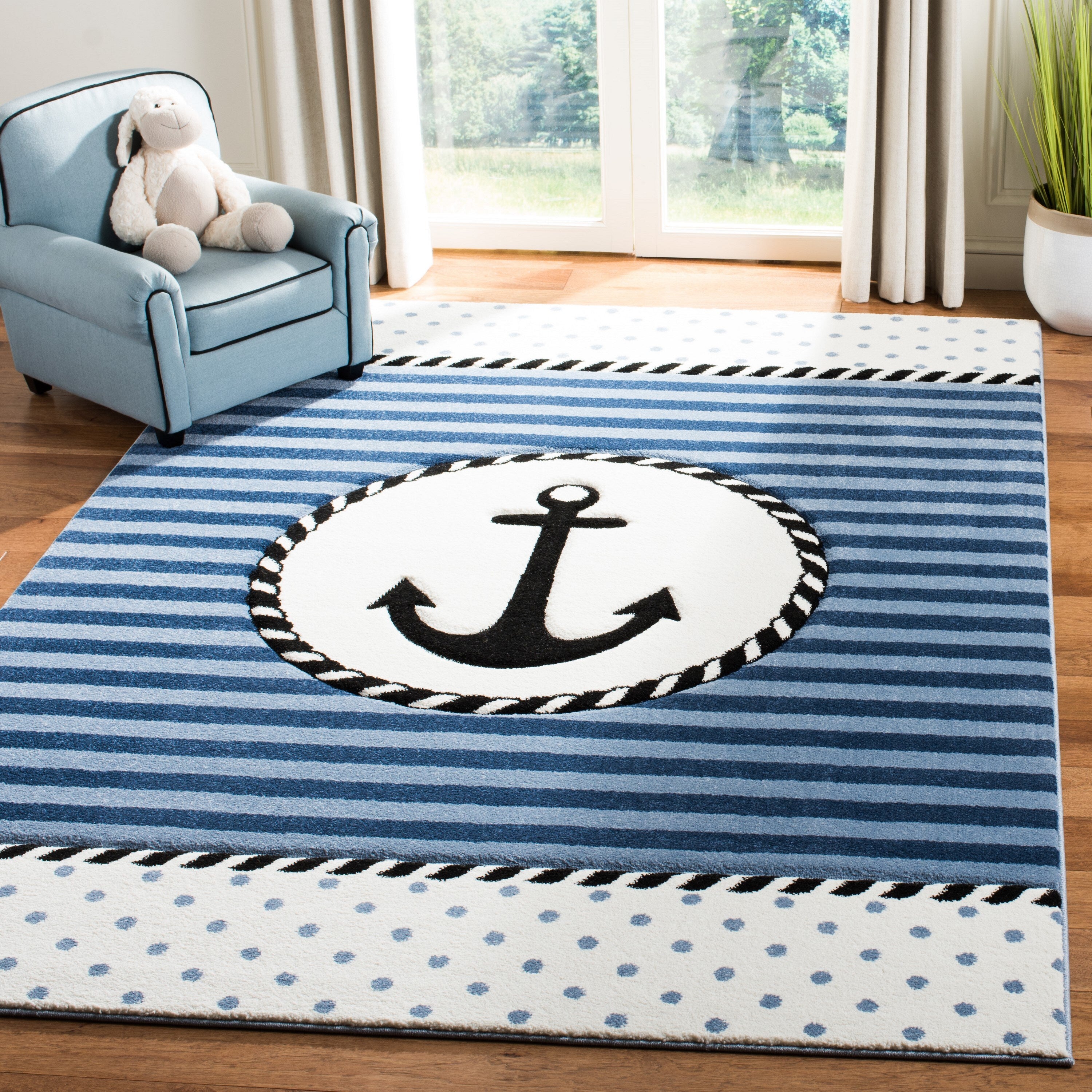 Kids Throw Rug Safavieh Carousel Kids Anchor 3 x 5 Navy/Ivory Indoor Kids Throw Rug ...