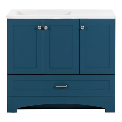 Diamond NOW Cassidy 36-in Admiral Blue Single Sink Bathroom Vanity with White Cultured Marble Top