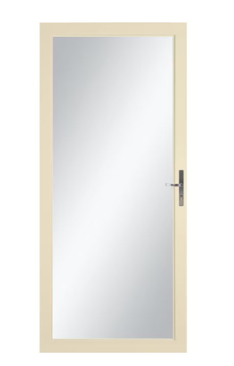 LARSON Williamsburg 36-in x 81-in Almond Full-view Interchangeable Screen Aluminum Storm Door with Brushed Nickel Handle