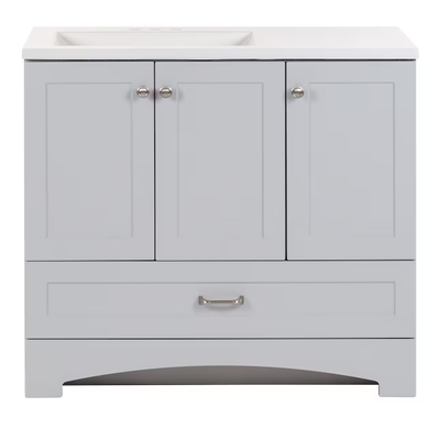 Diamond NOW Cassidy 36-in Pearl Gray Single Sink Bathroom Vanity with White Cultured Marble Top
