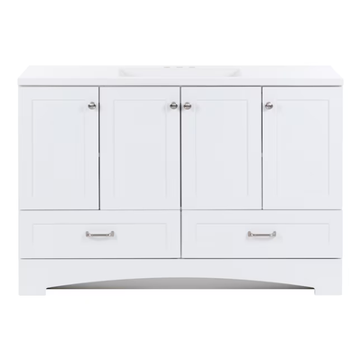 Diamond NOW Cassidy 48-in White Single Sink Bathroom Vanity with White Cultured Marble Top