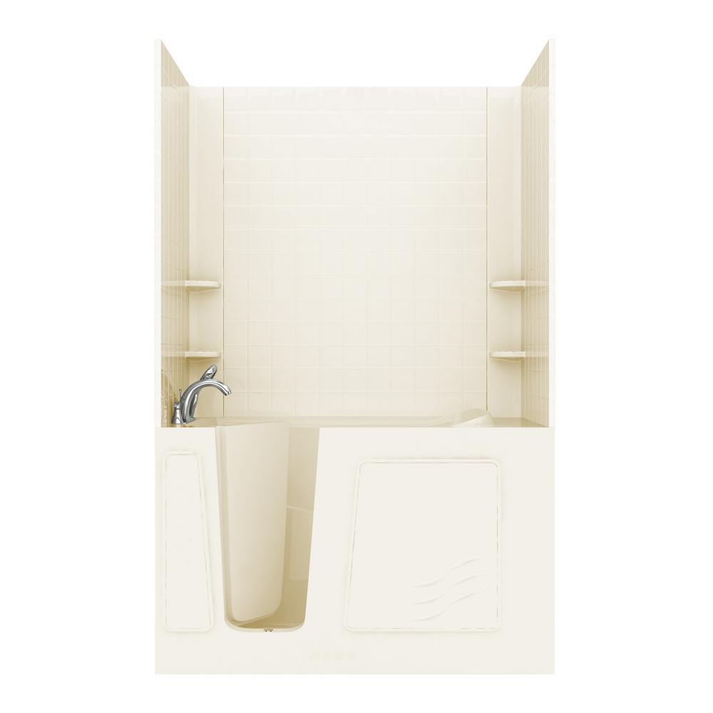 Rampart 3.9 ft. Walk-in Whirlpool and Air Bathtub with 4 in. Tile Easy Up Adhesive Wall Surround in White - Super Arbor