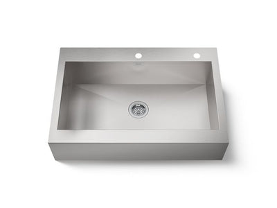 KOHLER Vault 35.75-in x 24.3125-in Single Bowl Tall (8-in or Larger) Drop-In Apron Front/Farmhouse 2-Hole Commercial/Residential Kitchen Sink