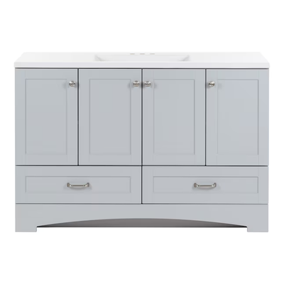 Diamond NOW Cassidy 48-in Pearl Gray Single Sink Bathroom Vanity with White Cultured Marble Top