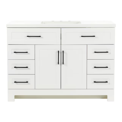 Style Selections Cauley 48-in White Single Sink Bathroom Vanity with White Cultured Marble Top