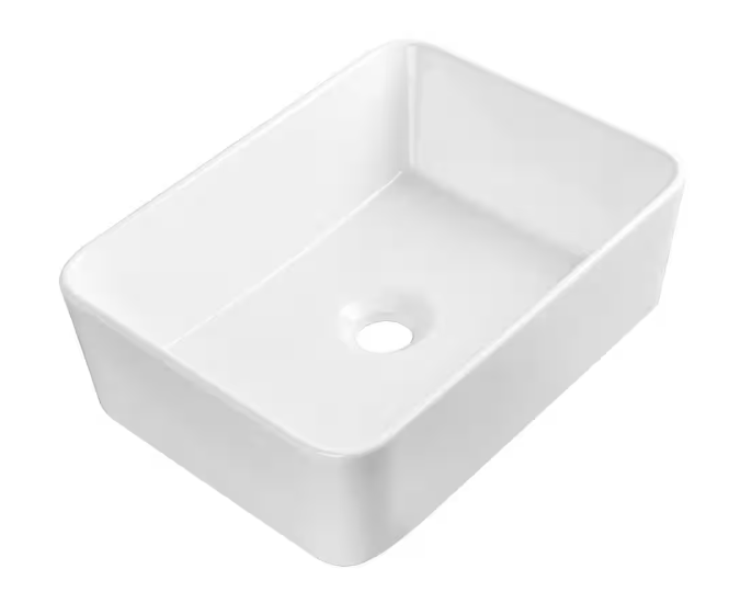 Liberty 16 in. L x 12 in. W Rectangular Bathroom Ceramic Vessel Sink in White Faucet not Included