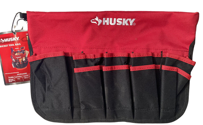 Husky 12 in. Heavy Duty Water Resistant 5 Gallon Bucket Storage Tool Bag with 30 pockets to store tools and accessories