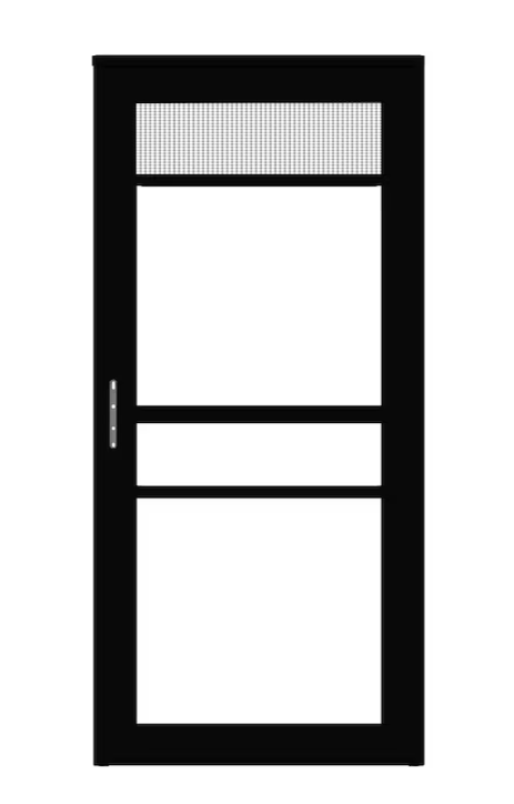 LARSON Platinum 36-in x 96-in Obsidian (Black) Full-view Retractable Screen Aluminum Storm Door Left-Hand Outswing