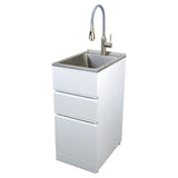 All-in-One 15.5 in. x 22.4 in. x 34.9 in. Metal Drop-In Laundry/Utility Sink and Cabinet in White - Super Arbor
