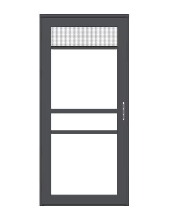 LARSON Platinum 36-in x 81-in Peregrine (Graphite) Full-view Retractable Screen Aluminum Storm Door Right-Hand Outswing
