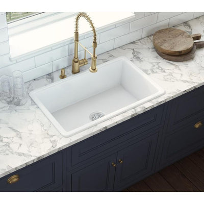 33 in. Single Bowl Dualmount Fireclay Kitchen Sink in White