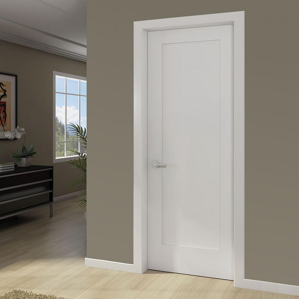 18 in. x 80 in. Shaker 1-panel White Solid Core Wood Interior Door Slab - Super Arbor