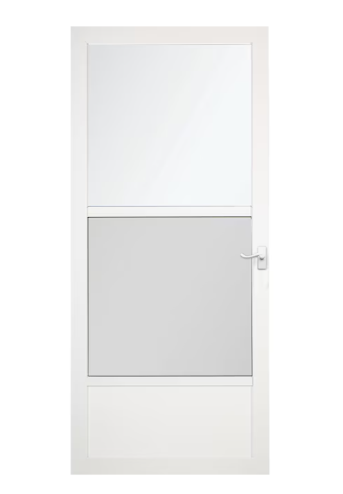 LARSON Southport 30-in x 81-in White Mid-view Self-storing Aluminum Storm Door with White Handle