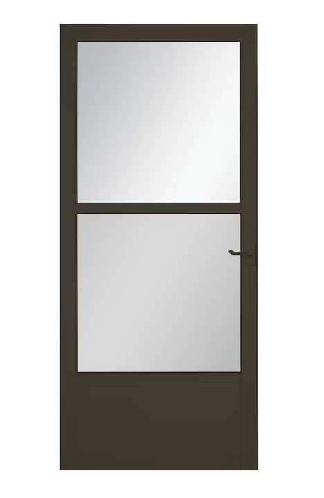 LARSON Southport 32-in x 81-in Brown Mid-view Self-storing Aluminum Storm Door with Brown Handle