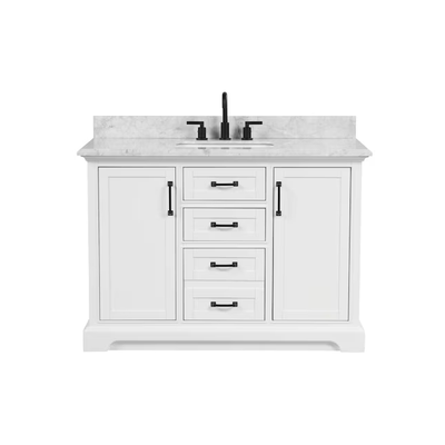 allen + roth St. John 48-in Carrara White Undermount Single Sink Bathroom Vanity with White Natural Marble Top