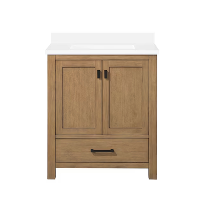 allen + roth Ronald 30-in Almond Toffee Undermount Single Sink Bathroom Vanity with White Engineered Stone Top