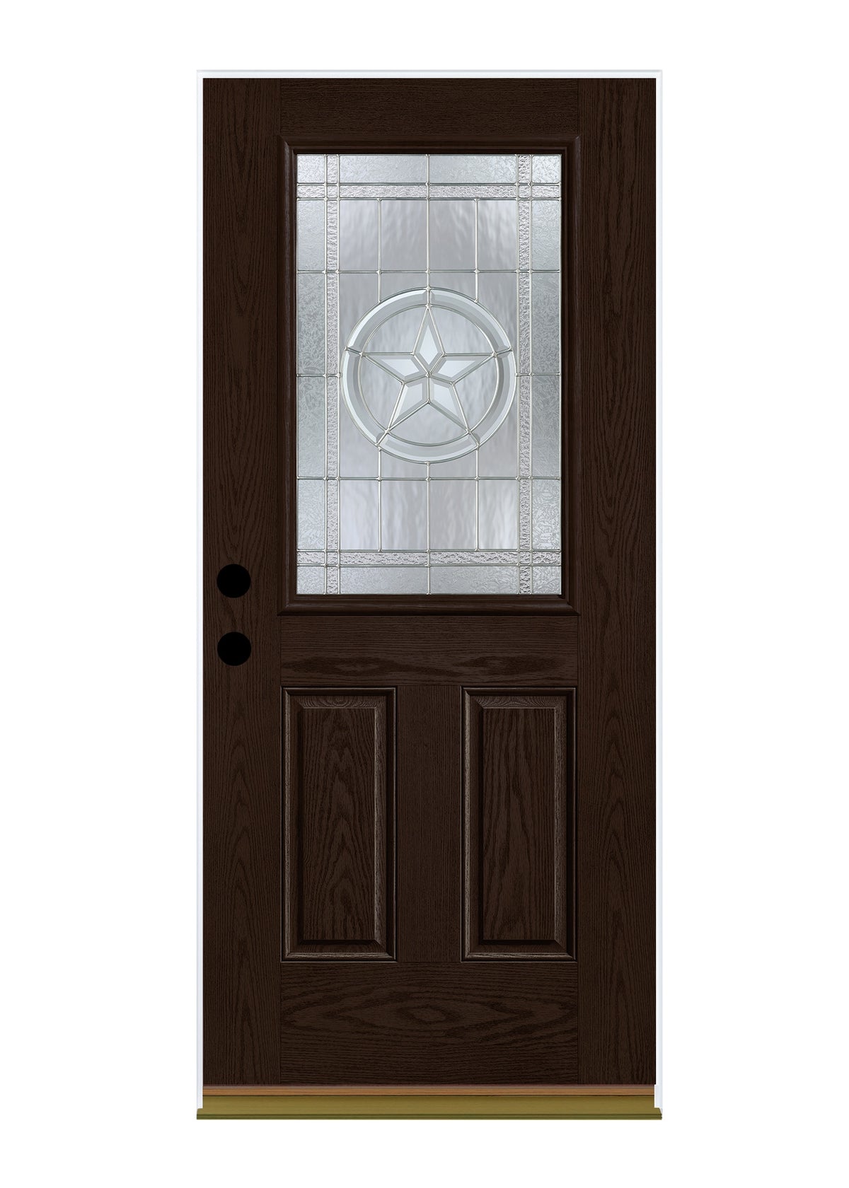 Therma-Tru Benchmark Doors Star 36-in x 80-in Fiberglass Half Lite Right-Hand Inswing Dark Elm Stained Prehung Single Front Door