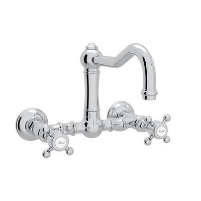 Rohl Italian Kitchen Acqui Polished Chrome 2-Handle Wall-Mount Bridge Handle Kitchen Faucet