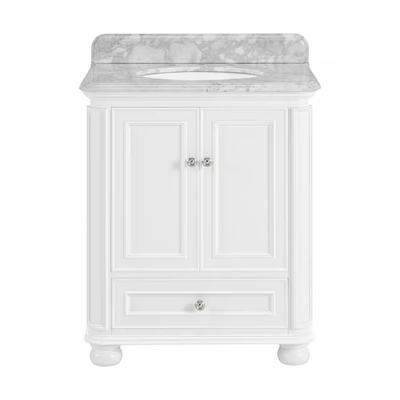 allen + roth Wrightsville 30-in White Undermount Single Sink Bathroom Vanity with Carrara Natural Marble Top