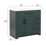 Style Selections Cauley 36-in Viridian Green Single Sink Bathroom Vanity with White Cultured Marble Top