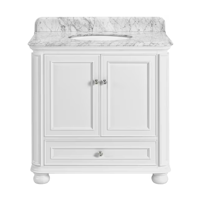 allen + roth Wrightsville 36-in White Undermount Single Sink Bathroom Vanity with Carrara Natural Marble Top