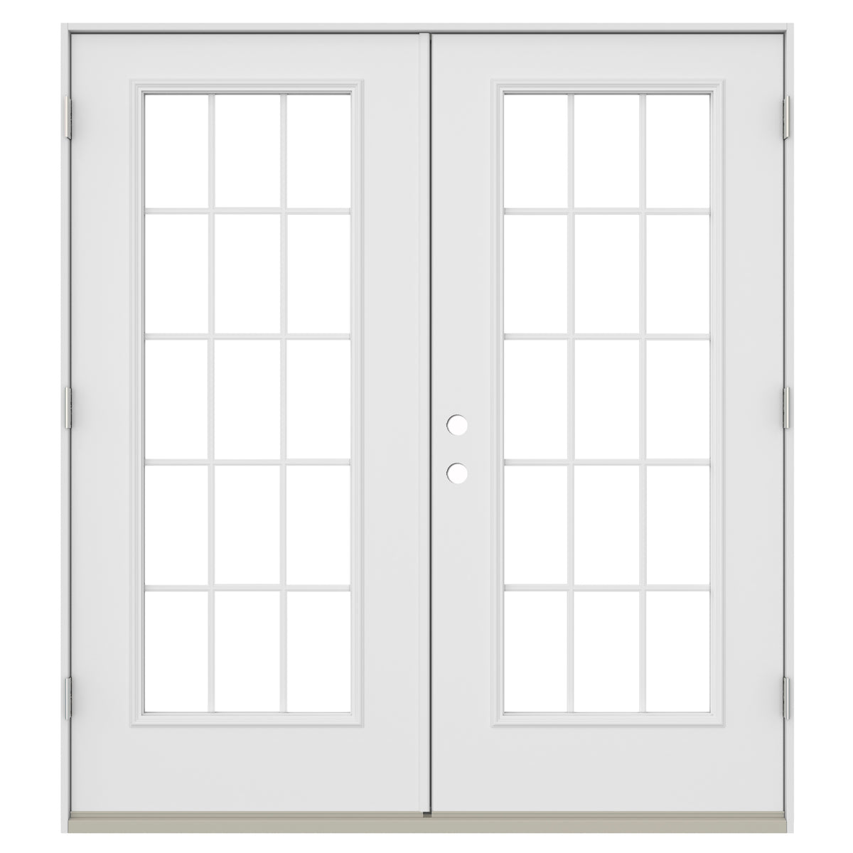 JELD-WEN 72-in x 80-in 4-9/16-in Low-E External Grilles Primed Steel French Left-Hand Inswing Double Patio Door