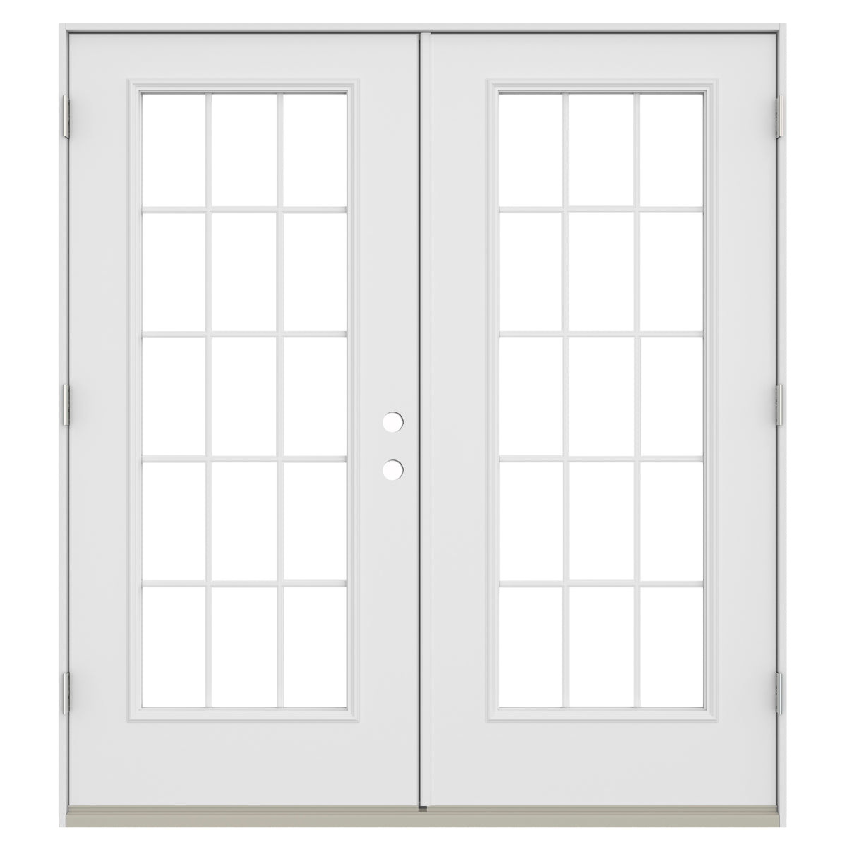 JELD-WEN 72-in x 80-in 4-9/16-in Low-E External Grilles Primed Steel French Right-Hand Inswing Double Patio Door