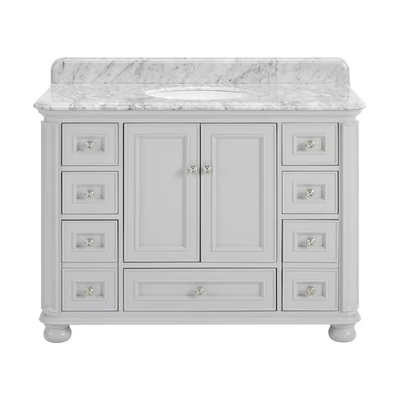 allen + roth Wrightsville 48-in Light Gray Undermount Single Sink Bathroom Vanity with Carrara Natural Marble Top