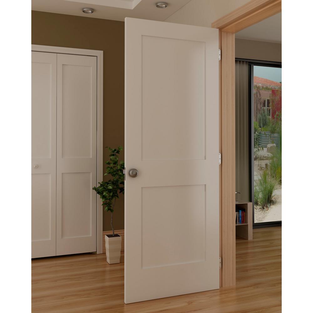 24 in. x 80 in. White 2-Panel Shaker Solid Core Pine Interior Door Slab - Super Arbor