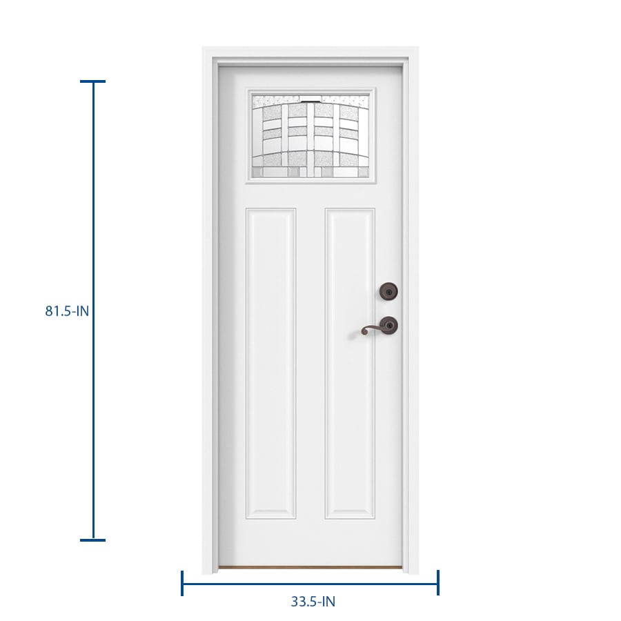 Therma-Tru Benchmark Emerson 32-in x 80-in Fiberglass Craftsman Left-Hand Inswing Ready-to-Paint Unfinished Prehung Front Door with Brickmould